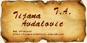 Tijana Avdalović vizit kartica